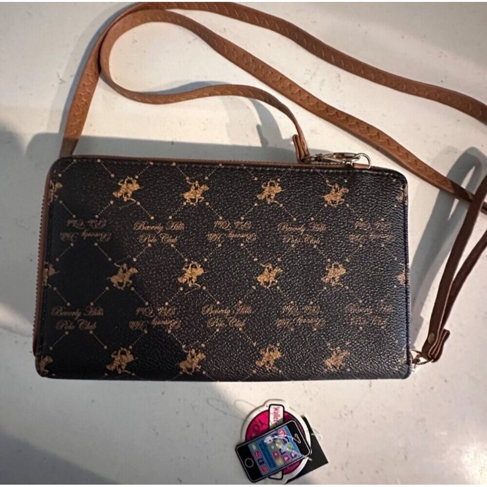 Beverly Hills Polo Club Crossbody Bag & Wallet Combo Holds Cell Phone Brown Pa - Picture 4 of 13